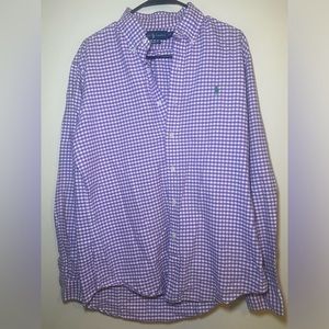 Ralph Lauren Men’s polo purple plaid dress shirt custom fit Size M